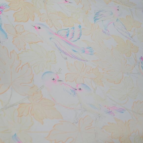 Vintage Pastel Bird Print Nylon Nightgown, OSFA - Picture 4 of 7